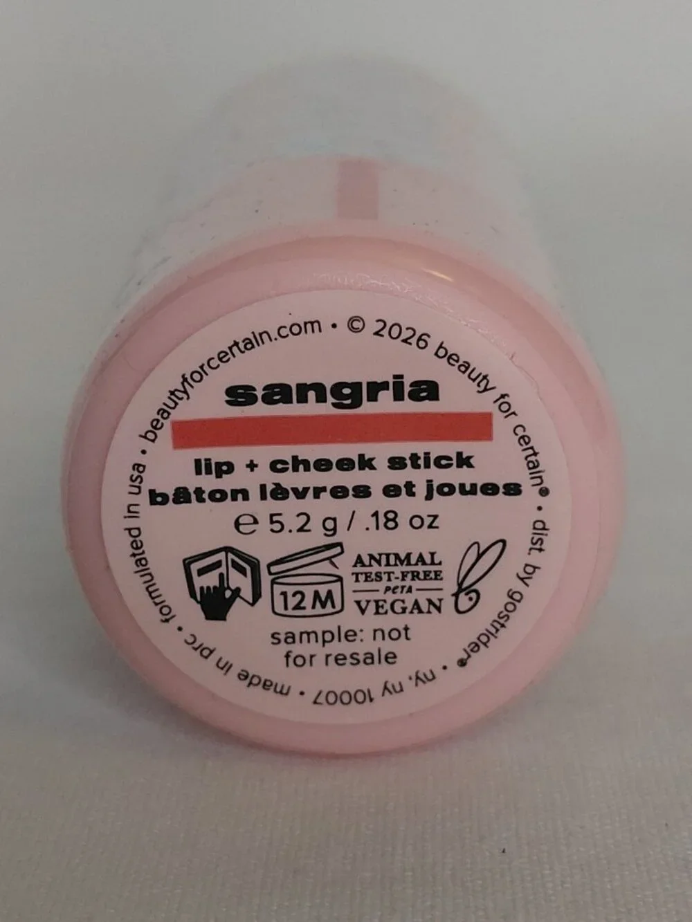 Beauty For Certain - Lip + Cheek Stick in Sangria (Strawberry Sorbet - Berry Pin